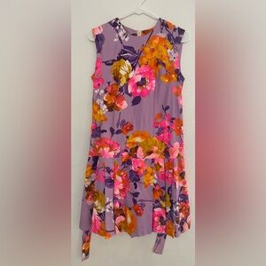 Vintage 60s 70s floral romper dress pleated skirt size small